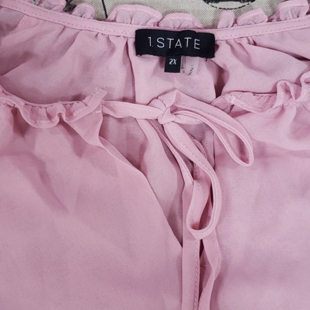1. STATE Ruffle Cold-Shoulder Georgette Top - Picture 2 of 3